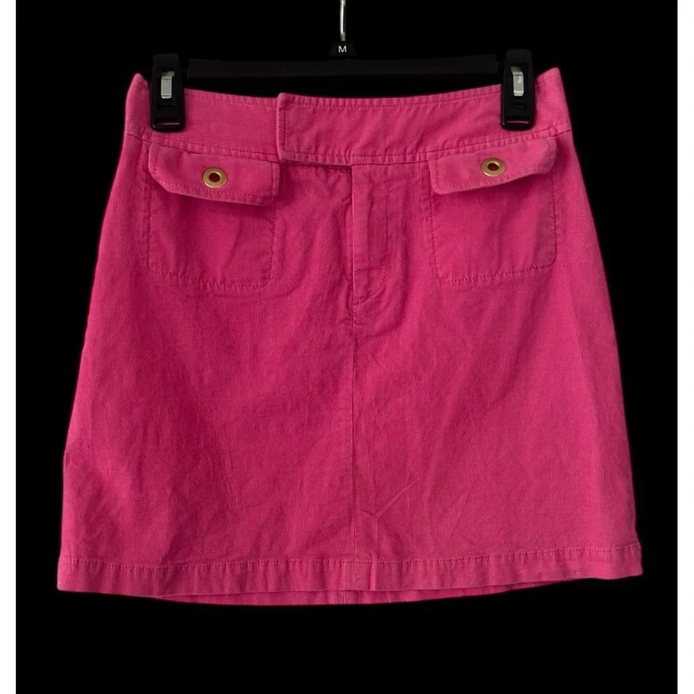 LILLY‎ PULITZER Womens Skirt Pink Corduroy Mini Flap Pockets Preppy Coast Size 0